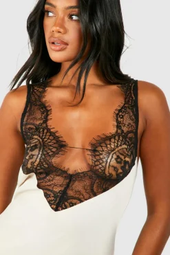 Cami Dresses|Midi Dresses*boohoo Satin Lace Trim Midi Slip Dress champagne