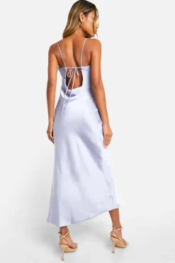 Cami Dresses|Midi Dresses*boohoo Satin Midi Slip Dress blue