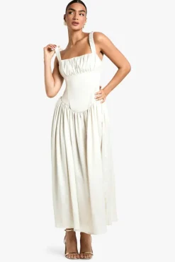 Skater Dresses*boohoo Satin Milkmaid Midaxi Dress champagne