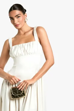 Skater Dresses*boohoo Satin Milkmaid Midaxi Dress champagne