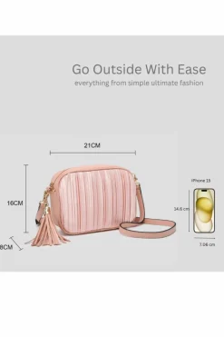 Cross-Body Bags|Handbags*Kitise Satin Pleated Tassel Charm Camera Handbag Small Crossbody Bag Light Green