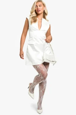 Skater Dresses|Suits & Tailoring*boohoo Satin Pocket Front Mini Dress white