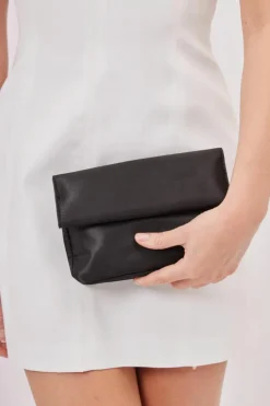 Handbags|Clutch Bags*My Accessories London Satin Roll Top Clutch Bag Black