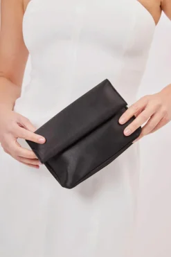 Handbags|Clutch Bags*My Accessories London Satin Roll Top Clutch Bag Black