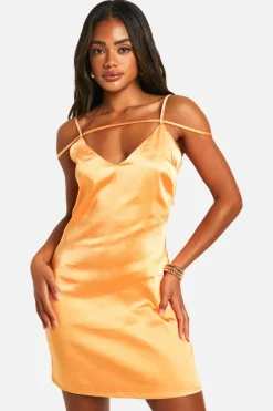 Cami Dresses*boohoo Satin Strappy Mini Dress mango