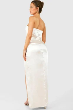 Wrap Dresses*boohoo Satin Wrap Bandeau Midaxi Dress champagne