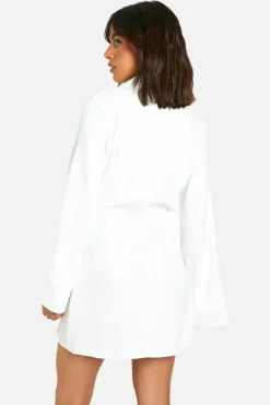 Wrap Dresses*boohoo Satin Wrap Mini Dress white