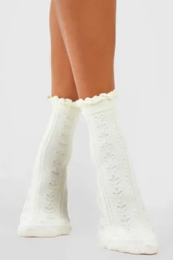 Tights & Socks|Tights & Socks*boohoo Scallop Edge Openwork Knitted Socks cream