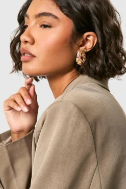 Statement Earrings|Earrings*boohoo Scattered Amber Stone Statement Stud Earrings gold