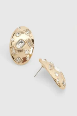 Statement Earrings|Earrings*boohoo Scattered Diamante Statement Stud Earrings gold