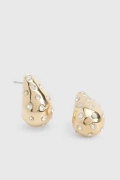 Earrings*boohoo Scattered Diamante Teardrop Earrings gold