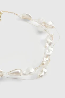 Necklaces*boohoo Scattered Layered Necklace pearl