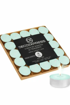 Candles & Diffusers|Candles*Deco Express Scented 25 Packs Tealights - Fresh Sheets Green