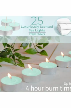 Candles & Diffusers|Candles*Deco Express Scented 25 Packs Tealights - Fresh Sheets Green