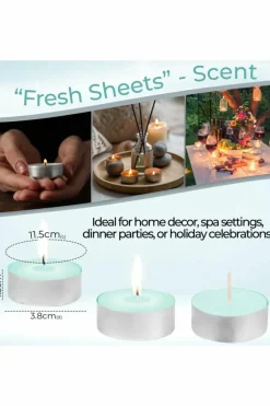Candles & Diffusers|Candles*Deco Express Scented 25 Packs Tealights - Fresh Sheets Green