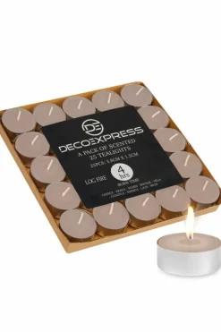 Candles & Diffusers|Candles*Deco Express Scented 25 Packs Tealights - Log Fire Beige