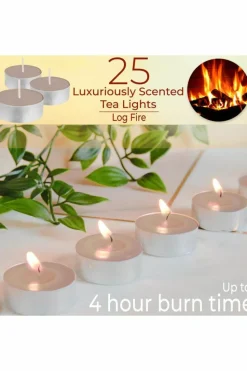 Candles & Diffusers|Candles*Deco Express Scented 25 Packs Tealights - Log Fire Beige