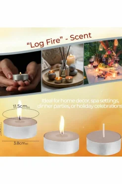 Candles & Diffusers|Candles*Deco Express Scented 25 Packs Tealights - Log Fire Beige