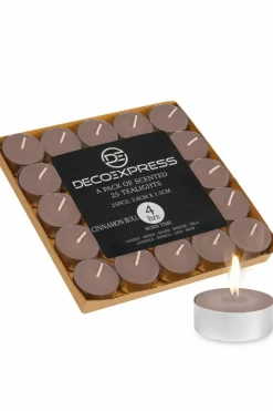 Candles & Diffusers|Candles*Deco Express Scented 25 Packs Tealights - Cinnamon Roll Brown