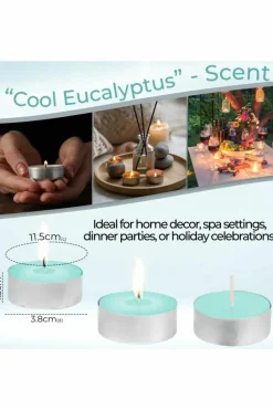 Candles & Diffusers|Candles*Deco Express Scented 25 Packs Tealights - Cool Eucalyptus Green