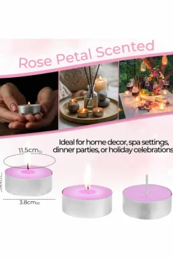 Candles & Diffusers|Candles*Deco Express Scented 25 Packs Tealights - Rose Petals Pink