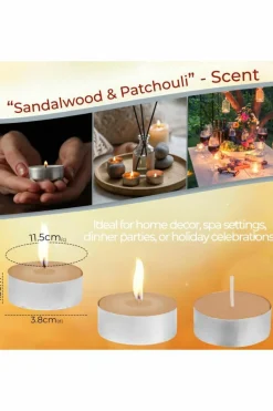 Candles & Diffusers|Candles*Deco Express Scented 25 Packs Tealights - Sandalwood and Patchouli Brown
