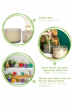 Candles & Diffusers|Candles*Nicola Spring Scented Candle & Reed Diffuser Set 350g Green Pomelo & Passion Fruit Grey