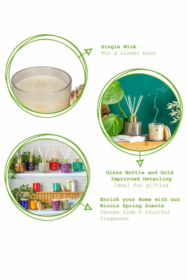Candles & Diffusers|Candles*Nicola Spring Scented Candle & Reed Diffuser Set 130g Green Pomelo & Passion Fruit Grey