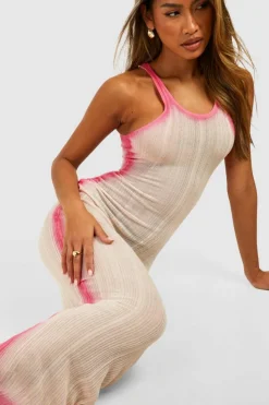Jumper Dresses|Jumper Dresses*boohoo Scoop Neckline Ombre Fine Gauge Rib Knitted Maxi Dress hot pink