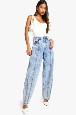 Up To 80% Off Winter Warmers|Jeans*boohoo Seam Detail Slouchy Boyfriend Jean mid blue