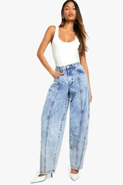 Up To 80% Off Winter Warmers|Jeans*boohoo Seam Detail Slouchy Boyfriend Jean mid blue
