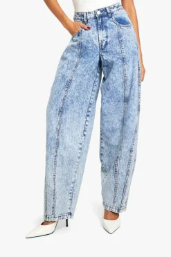 Up To 80% Off Winter Warmers|Jeans*boohoo Seam Detail Slouchy Boyfriend Jean mid blue