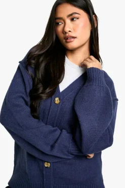 Cardigans|Knitwear*boohoo Seam Detail Soft Knit Boyfriend Oversized Cardigan navy