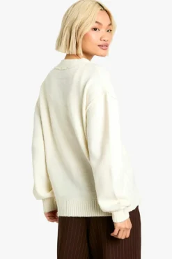 Cardigans|Knitwear*boohoo Seam Detail Soft Knit Boyfriend Oversized Cardigan ecru