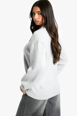 Cardigans*boohoo Seam Detail Soft Knit Boyfriend Oversized Cardigan light grey