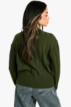 Cardigans*boohoo Seam Detail Soft Rib Knit Boyfriend Cardigan forest