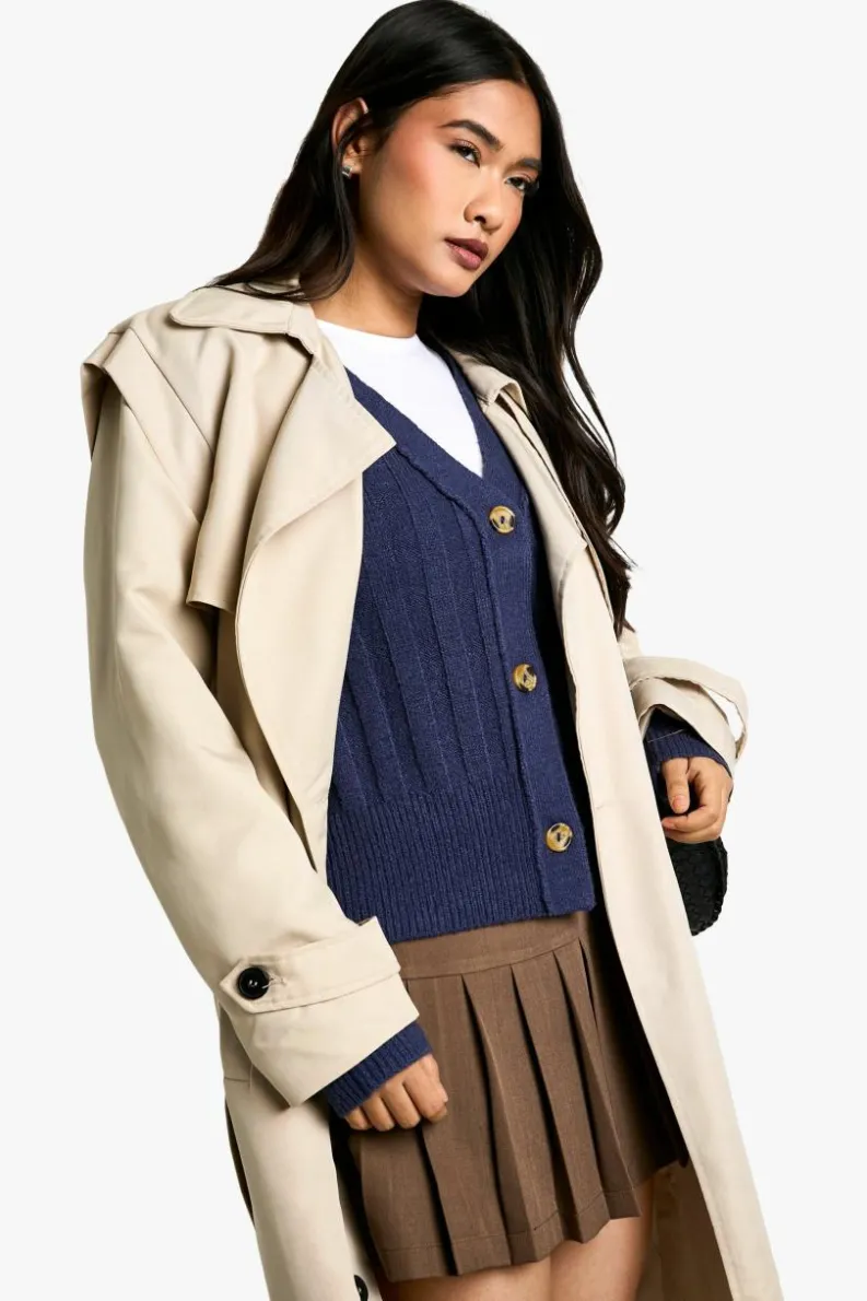 Cardigans|Knitwear*boohoo Seam Detail Soft Rib Knit Boyfriend Cardigan navy