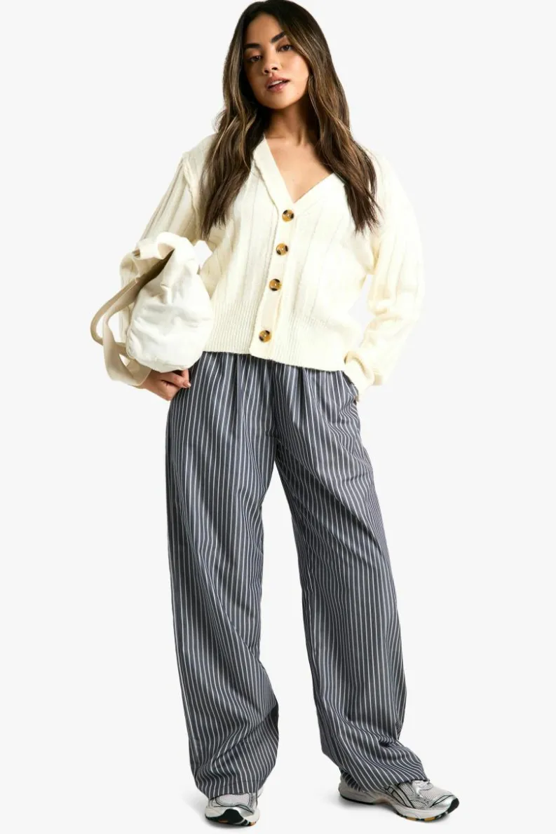Cardigans|Knitwear*boohoo Seam Detail Soft Rib Knit Boyfriend Cardigan off white