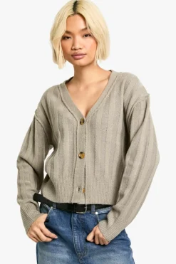 Cardigans*boohoo Seam Detail Soft Rib Knit Boyfriend Cardigan oatmeal