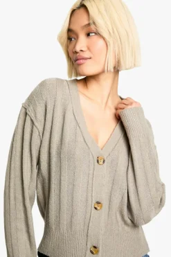 Cardigans*boohoo Seam Detail Soft Rib Knit Boyfriend Cardigan oatmeal