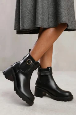 Chunky Boots|Ankle Boots*Where's That From Seena' Ankle Boot With Chunky Sole And Buckle Detail Black