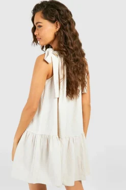 Smock Dresses*boohoo Seersucker Strappy Mini Dress stone