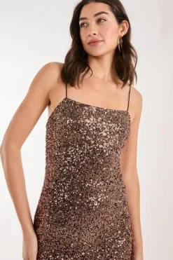 Cami Dresses*Pink Vanilla Sequin Cami Mini Dress Bronze