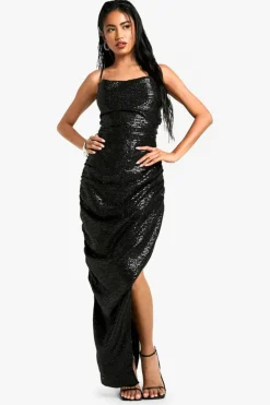Cami Dresses|Maxi Dresses*boohoo Sequin Cowl Slip Maxi black