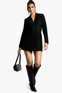 Blazer Dresses|Mini Dresses*boohoo Sequin Lace Blazer Dress black