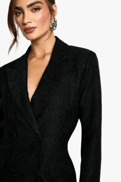 Blazer Dresses|Mini Dresses*boohoo Sequin Lace Blazer Dress black