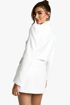 Blazer Dresses|Mini Dresses*boohoo Sequin Lace Blazer Dress white