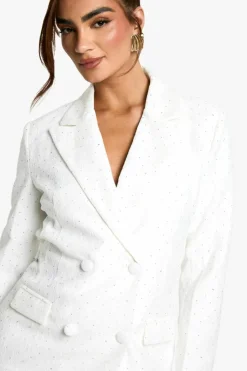Blazer Dresses|Mini Dresses*boohoo Sequin Lace Blazer Dress white