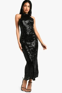 Bodycon Dresses|Dresses*boohoo Sequin Racer Midaxi Dress black