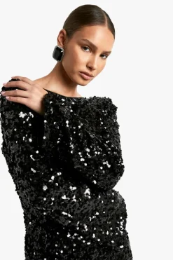 Maxi Dresses*boohoo Sequin Scoop Back Maxi Dress black